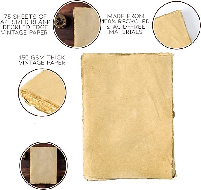 A4 Antique Paper- 75 Sheets | Leakproof Paper | Antique Handmade Paper ...