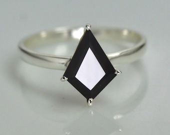 Details about / Unique Black Spinel Ring Sterling Silver Ring Round Cut Black Gemstone Ring