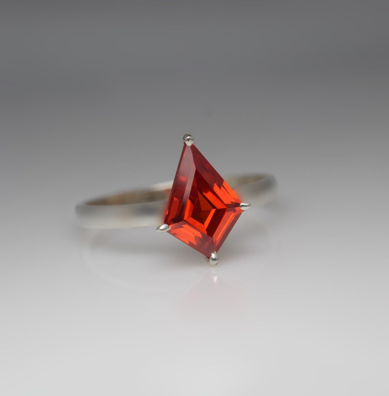 Handmade Solitaire Ring,925 Sterling Silver Ring Kite shape ring Orange Zircon Ring Handmade Ring,Dainty Ring,Beautiful Ring Zircon Ring