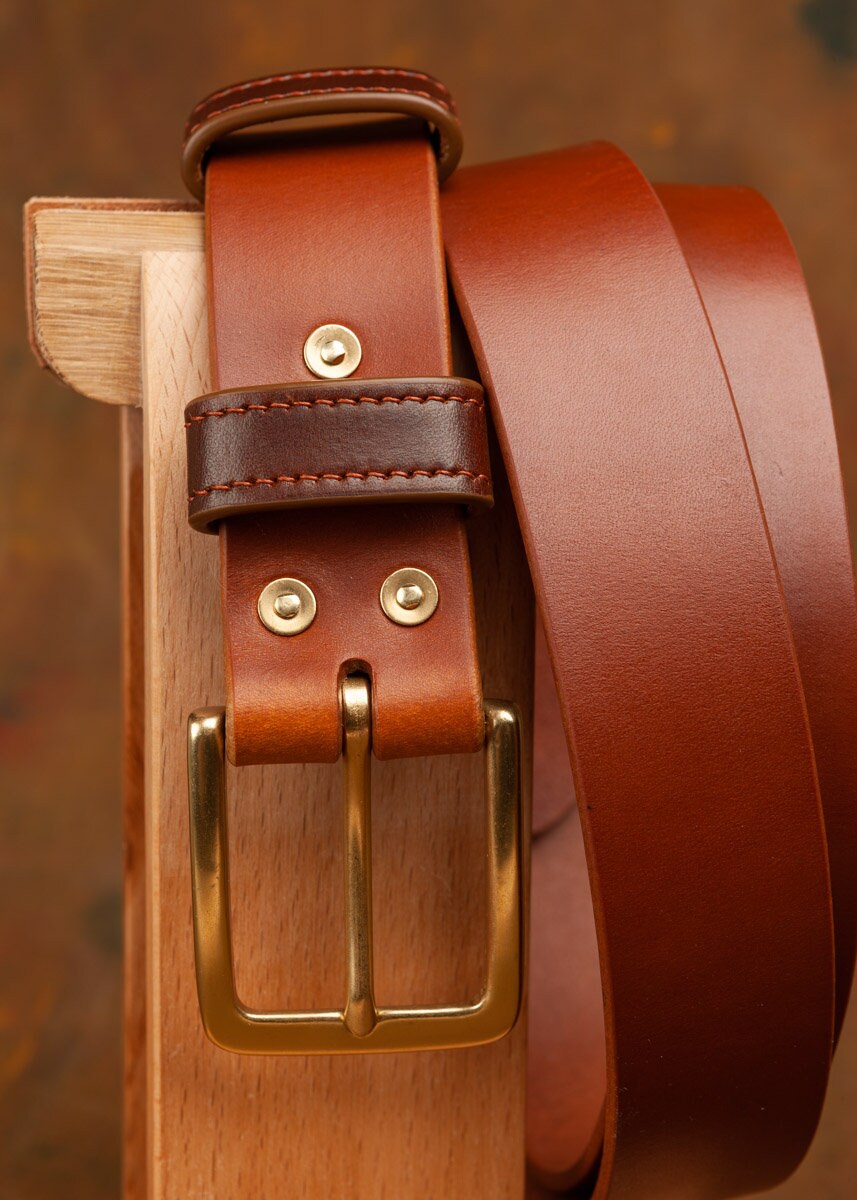 Men's Belt Leather Handmade With Brass Buckle and Brass Etsy