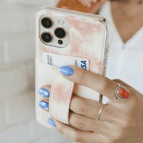 Iphone Case With Card Holder Finger Loop Adjustable Etsy