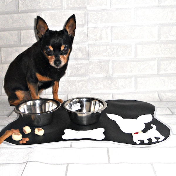 Handmade-Chihuahua breed-dog bowl mat-pet bowl mat-size : 46x35 cm or 18x14 inches