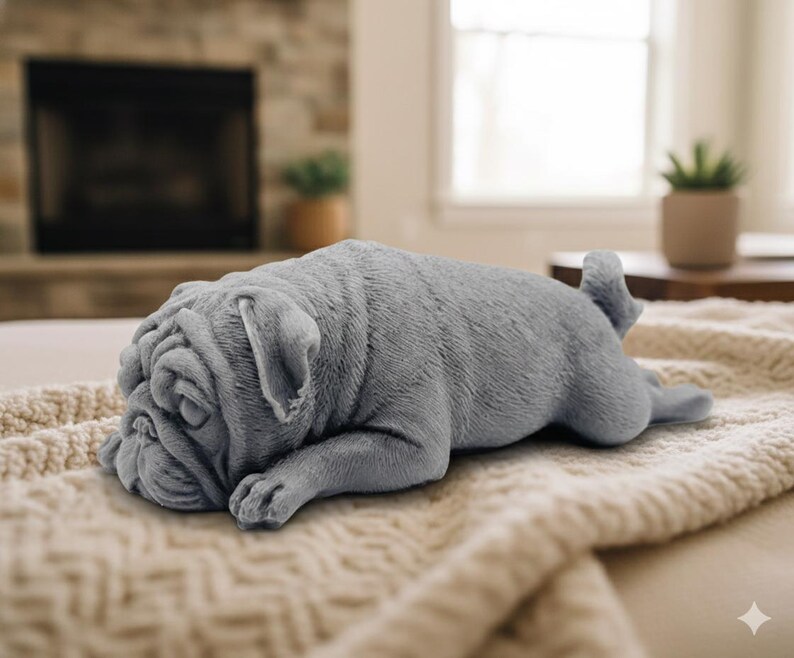 Handmade vegan soap featuring sleepy pug lying down and packed in beautiful eco friendly packaging. crafted with natural French clays, activated charcoal and essential oils. a eco-friendly, zero waste gift that’s cruelty-free, skin-nourishing, and perfect for pug owners, dog lovers or animal themed gifts. Small business UK