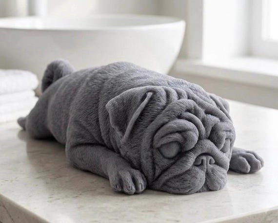 Sleepy Pug Vegan Soap, Handmade Dog Lover Gift, Artisan Pug Owner Present