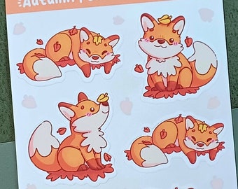 Herbstfuchs Stickerbogen - Druide Wildshape Sticker für Kampagne Journals, Cottagecore Geschenke für DnD Enthusiasten
