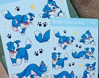 Border Collie Sticker Sheets - Geschenk für Hundeliebhaber und D & D-Enthusiasten - Niedliche Cartoon Dig Stickers für Haustier-Eltern und Gamers