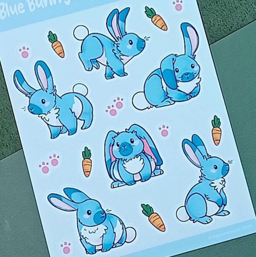 Blue Bunny Familiar Sticker Sheets - Bunny Mum Christmas Gift, Dnd ...