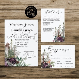 Wedding Invitation template, Rustic Wedding Invitation, Forest Wedding Invitation, Wedding Invitation Set, Deer Wedding Invitation