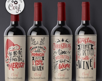Funny wine labels christmas