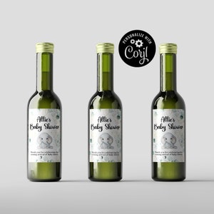 Baby Shower Wine Label Template, Mini Wine Label, Baby Shower Thank You, Baby Shower Favor Label