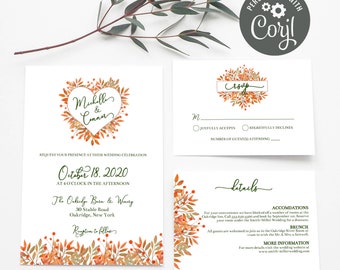 Fall Wedding Invitation Template