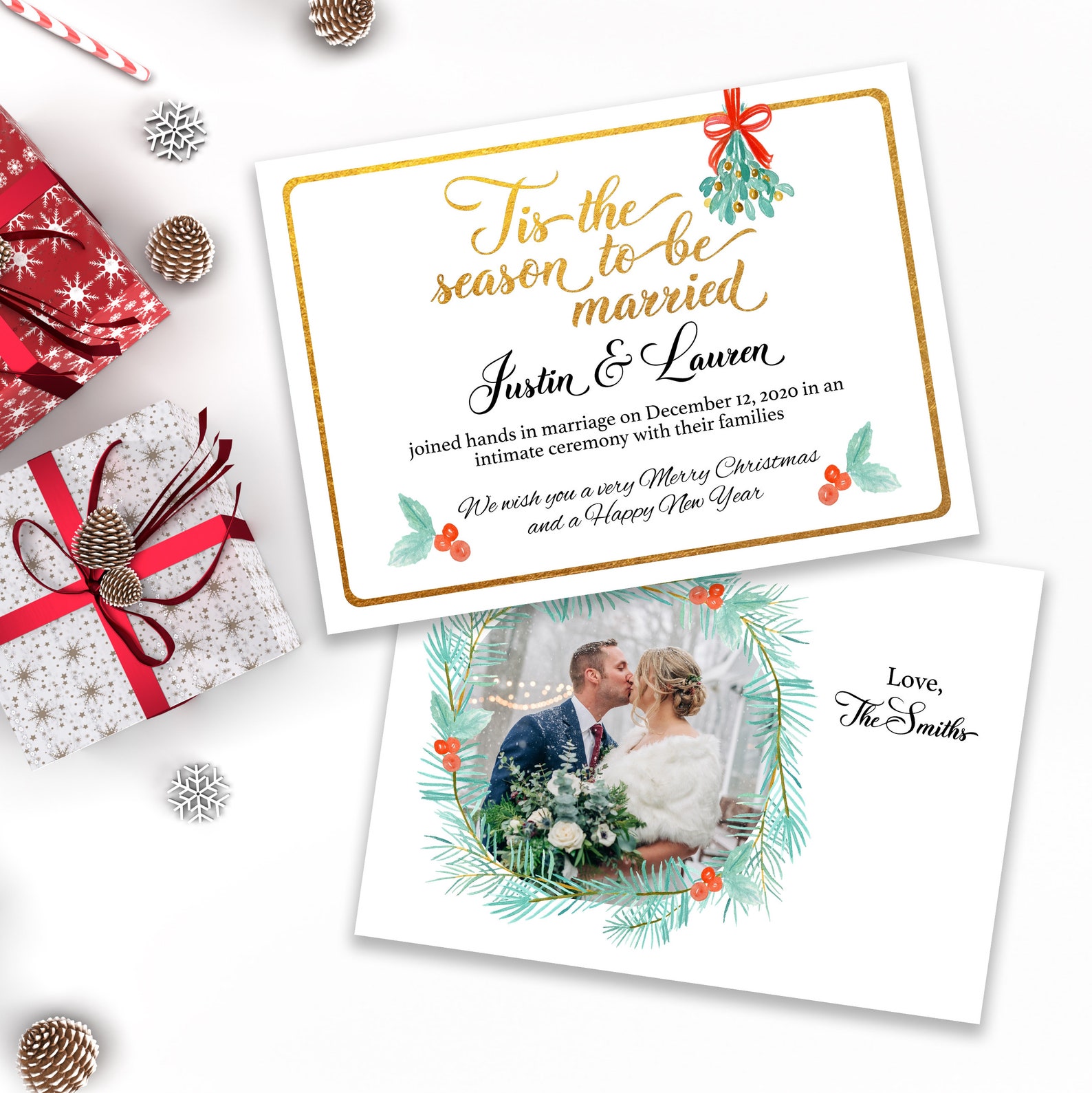 Marriage Announcement Template, Christmas Marriage Announcement ...