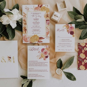 Fall Wedding Invitation Template, Autumn Wedding Invitation, Fall Flower Invitation, Rustic Wedding Invitation, Wedding Invite, Printable