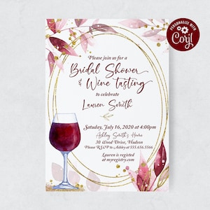 Wine Tasting Bridal Shower Invitation Template, Wine Bridal Shower ...