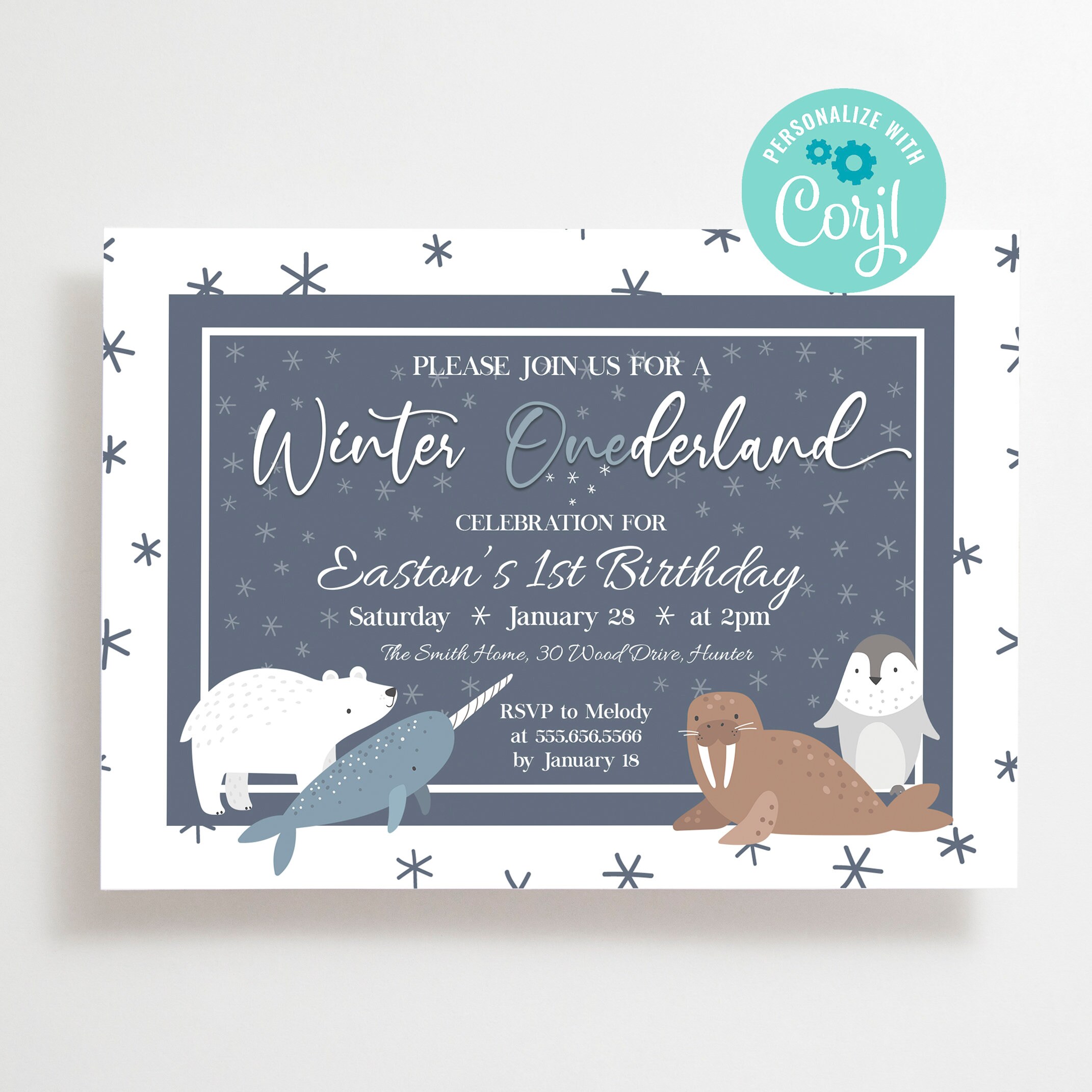 First Birthday Invitation Template, 1st Birthday Invitation, Boy 1st