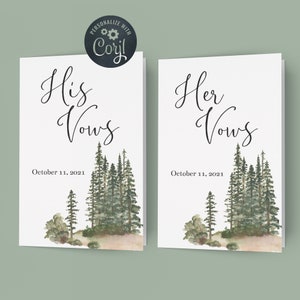 Vow Books Template, Rustic Vow Books, Forest Vow Books, Printable Vow Books, Editable Vow Books, Personalized Vow Books, Printable Vow Books