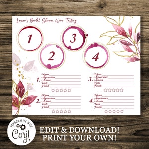 Wine Tasting Mat Template, Printable Wine Tasting Mat, Bridal Shower, Wine Theme, Winery Bridal Shower, Winery Wedding, Tasting Mat, Wine