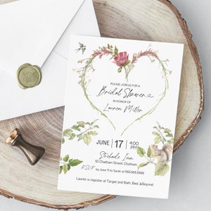 Rustic Bridal Shower Invitation Template Forest Garden Woodland Theme