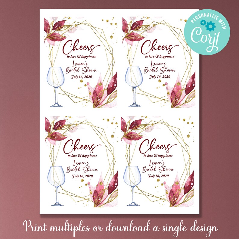 Bridal Shower Wine Label Template, Wine Label Printable, Print Your Own ...