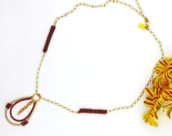 Gold und Braun Anhänger Halskette, Halskette Geschenk für Frau, Gold und Braun Anhänger Halskette Geschenk für Mama, Geschenk für Freundin