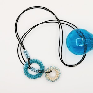 Long turquoise necklace, Boho unique pendant jewelry, Beaded blue necklace gift for wife, Bohemian jewelry present for women and girlfreind