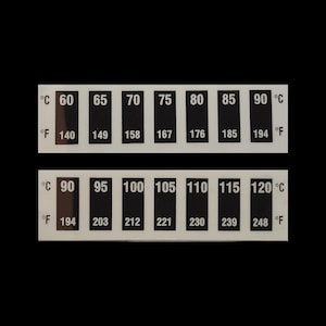 La Pavoni Kopf Thermometer / Temperatur Streifen (1 Paar: 60-90C & 90-120C) oder einzelner Streifen (75C-105C)