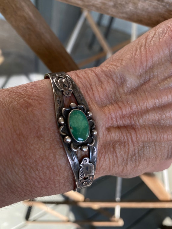 Old Sterling Silver & Turquoise Harvey Era SMALL … - image 2