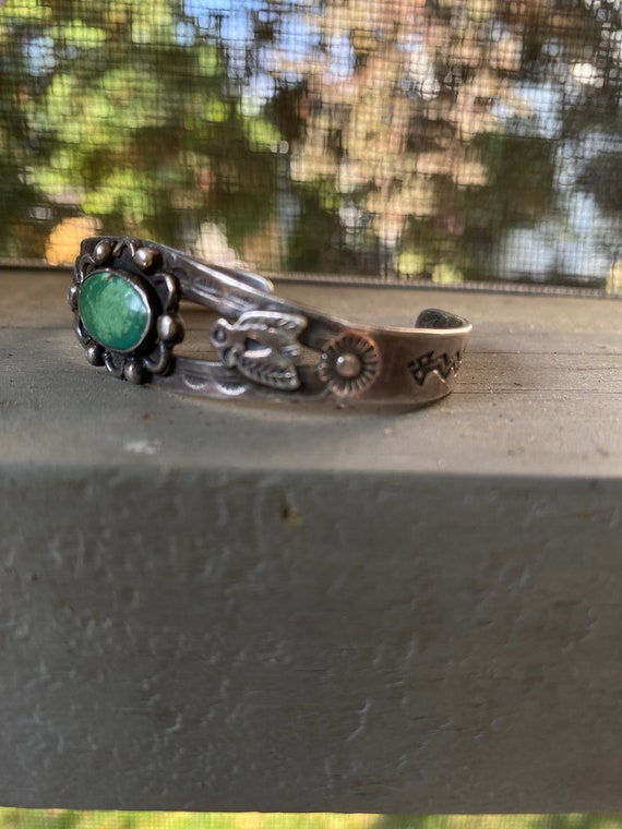 Old Sterling Silver & Turquoise Harvey Era SMALL … - image 3