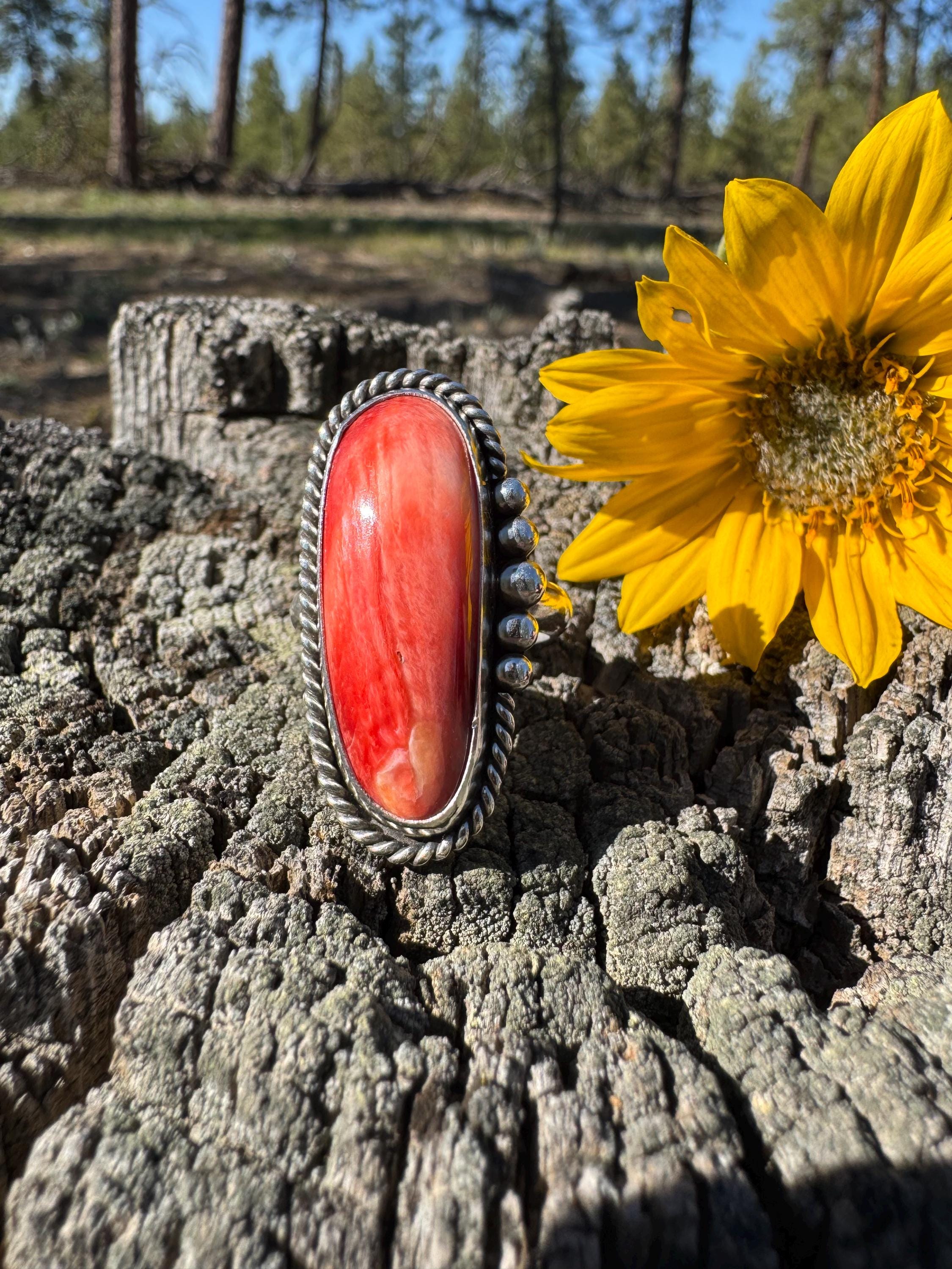 Size 8.75 Red Spiny Oyster Statement Ring