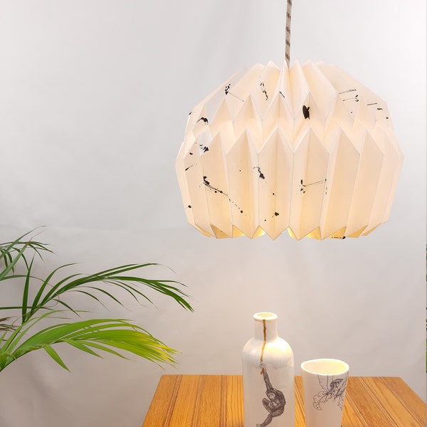 origami pendant light in FSC paper for a bedroom or above a table