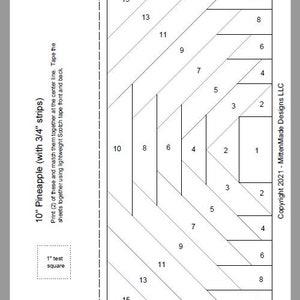 FPP Print Your Own 3 Variations of 10 Pineapple Block Foundation Paper Piecing image 1