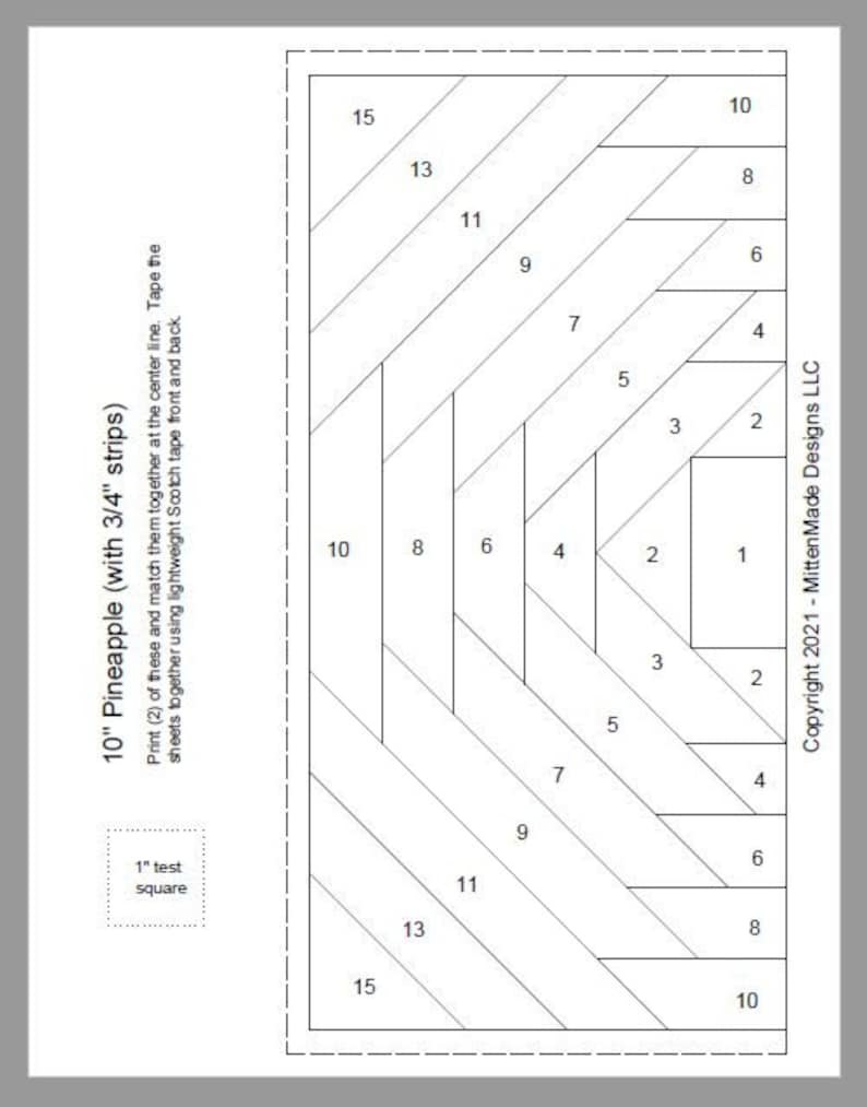 FPP Print Your Own 3 Variations of 10 Pineapple Block Foundation Paper Piecing image 1