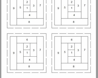 FPP - Print Your Own - 3/3.5/4/5/6/12" Log Cabin Blocks - Foundation Paper Piecing - Multiple Sizes