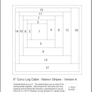 FPP - Print Your Own - 6&quot; CURVY Log Cabin Block (2 versions) - Foundation Paper Piecing