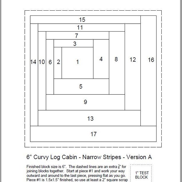 FPP - Print Your Own - 6" CURVY Log Cabin Block (2 versions) - Foundation Paper Piecing