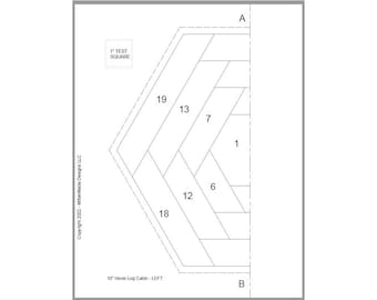 FPP - Print Your Own - 5" HEXIE Log Cabin Block (10" Point to Point)  - Foundation Paper Piecing