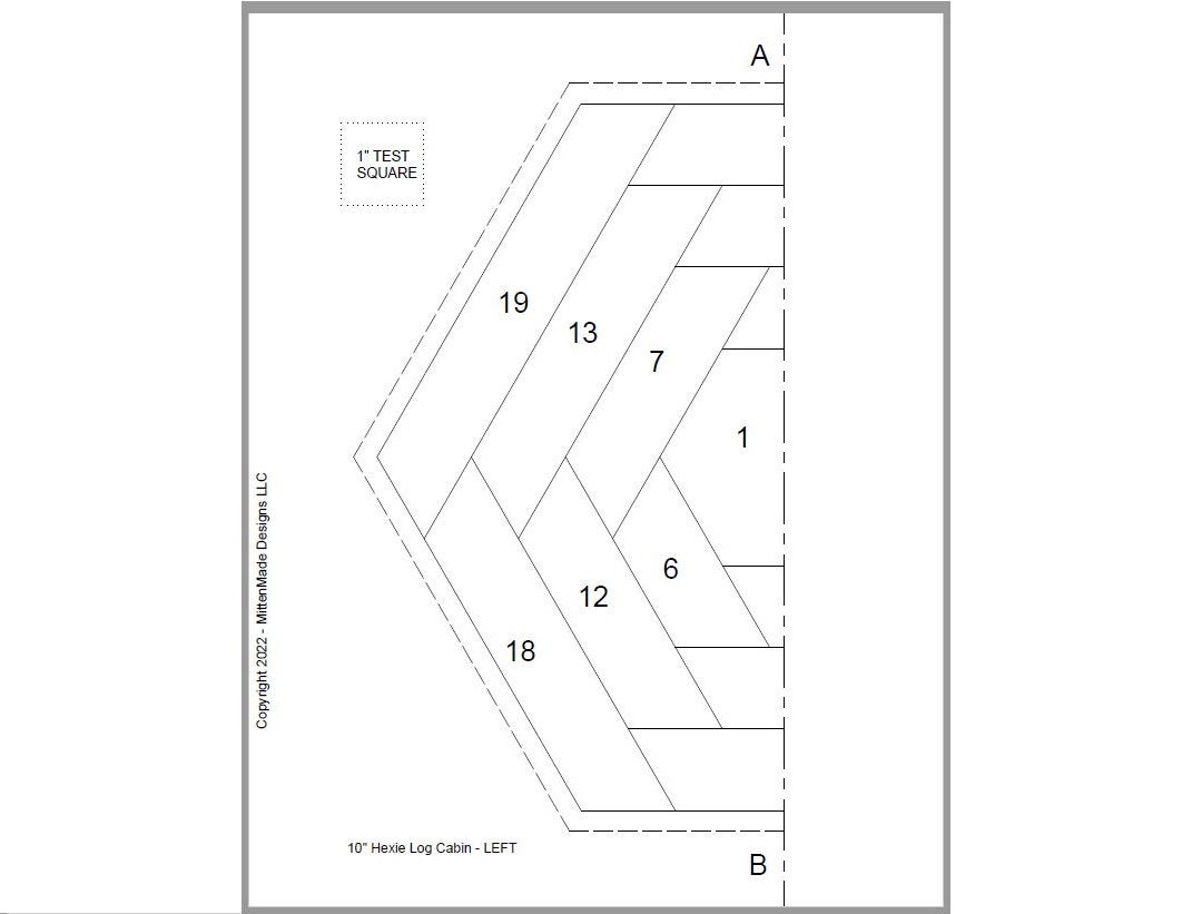 FPP Print Your Own 5 HEXIE Log Cabin Block 10 - Etsy