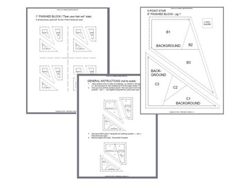 FPP - Print Your Own - 5-Point Traditional Star Block - Foundation Paper Piecing - 13 SIZES from 1" to 8" -  Beginner Friendly! +BONUS