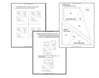 FPP - Print Your Own - 5-Point Traditional Star Block - Foundation Paper Piecing - 13 SIZES from 1" to 6" -  Beginner Friendly!