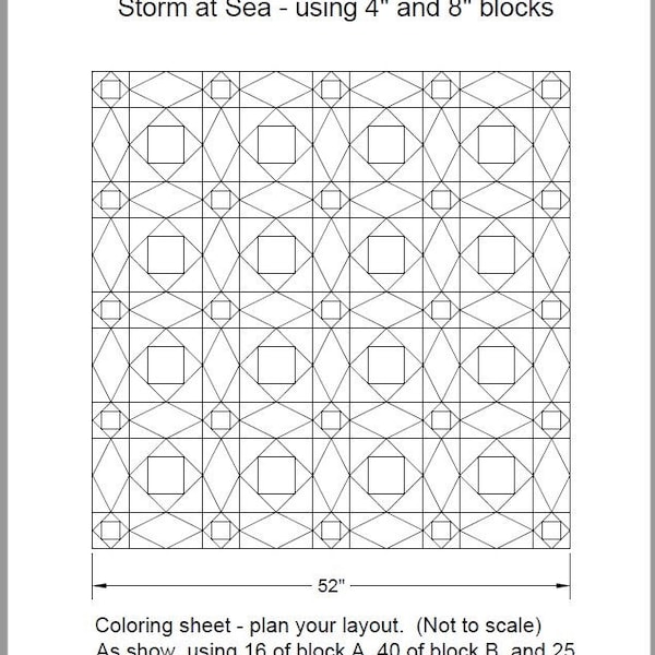 FPP - Foundation Paper Piecing - Storm at Sea - 2 sizes (8" & 12")  - Beginner Friendly!  (BONUS Small 3"/6" now size included!)