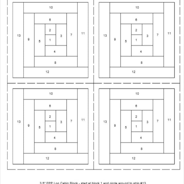 FPP - Print Your Own - 3.5" Log Cabin Block - Basic Block