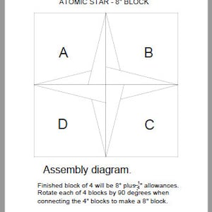 FPP - Print Your Own - 8&quot; Atomic Star Block - Foundation Paper Piecing - Beginner Friendly!