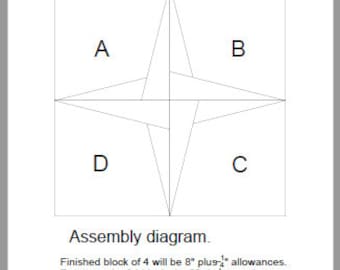 FPP - Print Your Own - 8&quot; Atomic Star Block - Foundation Paper Piecing - Beginner Friendly!