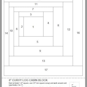 FPP - Print Your Own - 8&quot; CURVY Log Cabin Block (2 versions) - Foundation Paper Piecing