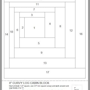 FPP - Print Your Own - 8" CURVY Log Cabin Block (2 versions) - Foundation Paper Piecing