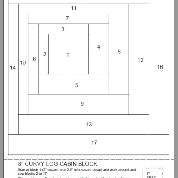 FPP - Print Your Own - 8" CURVY Log Cabin Block (2 versions) - Foundation Paper Piecing