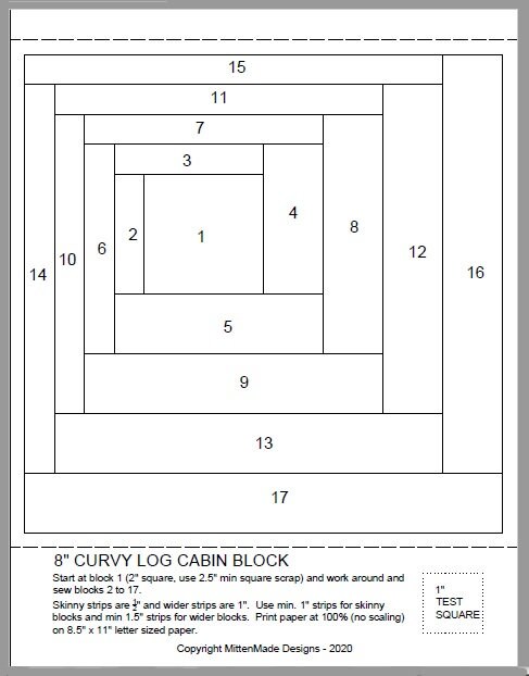 FPP - Print Your Own - 8" CURVY Log Cabin Block (2 versions) - Foundation Paper Piecing
