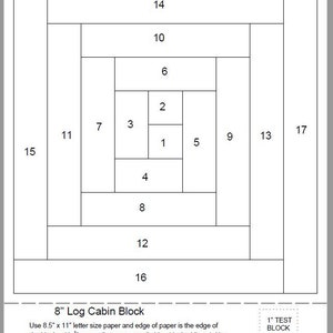 FPP Print Your Own 8 Log Cabin Block Foundation Paper Piecing image 1
