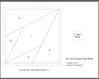 FPP - Print Your Own - 6" Simple Star Block - Foundation Paper Piecing