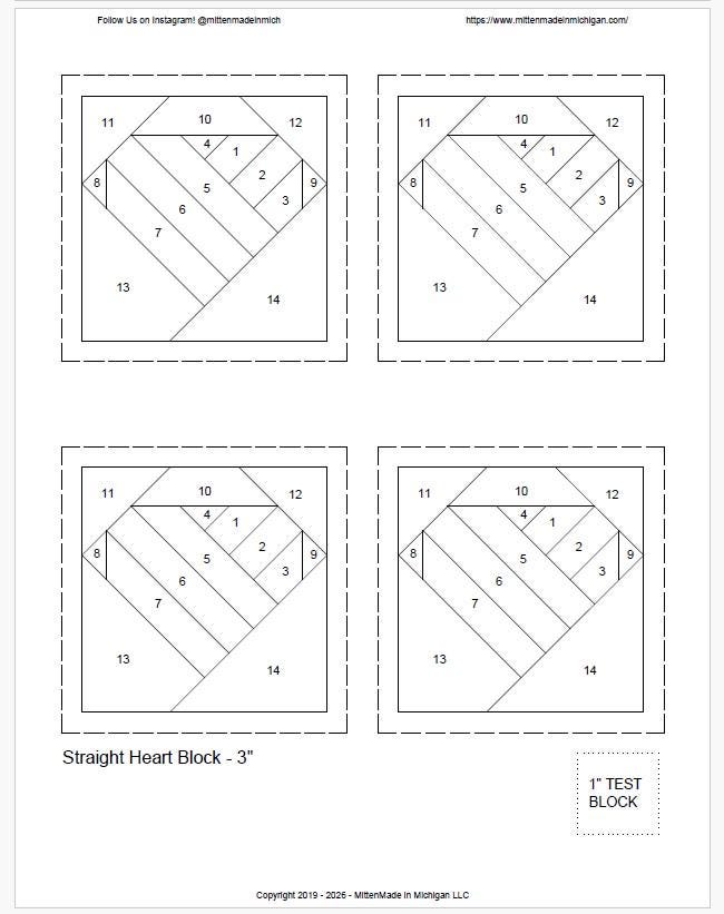 FPP - Print Your Own - 7 Sizes! - Heart Block - Two Styles - Mug Rugs ...